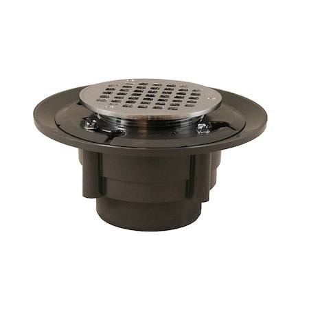 Jones Stephens 3inX4in Heavy Duty PVC Shower Drain with 3-1/2in Metal Spud and 5in Round Chrome Plated Strainer D49159
